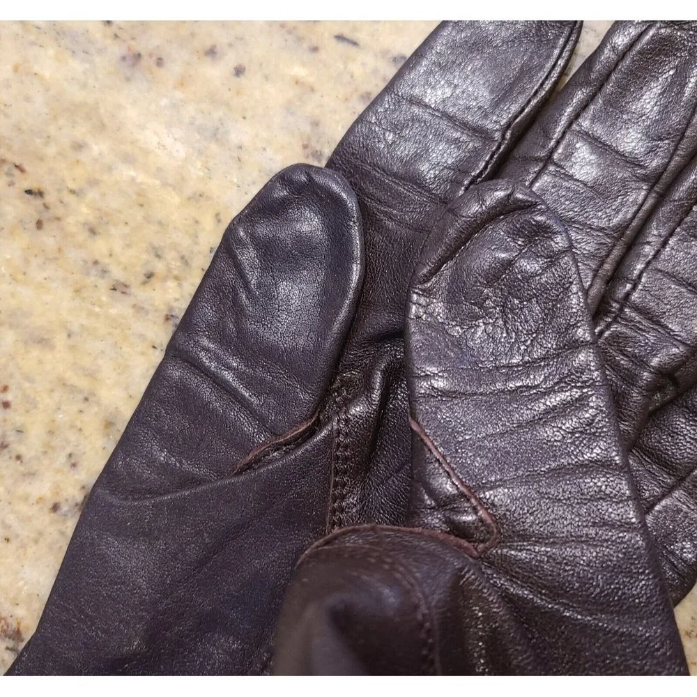 Vintage Size L Brown Leather Nylon Lined Formal 10